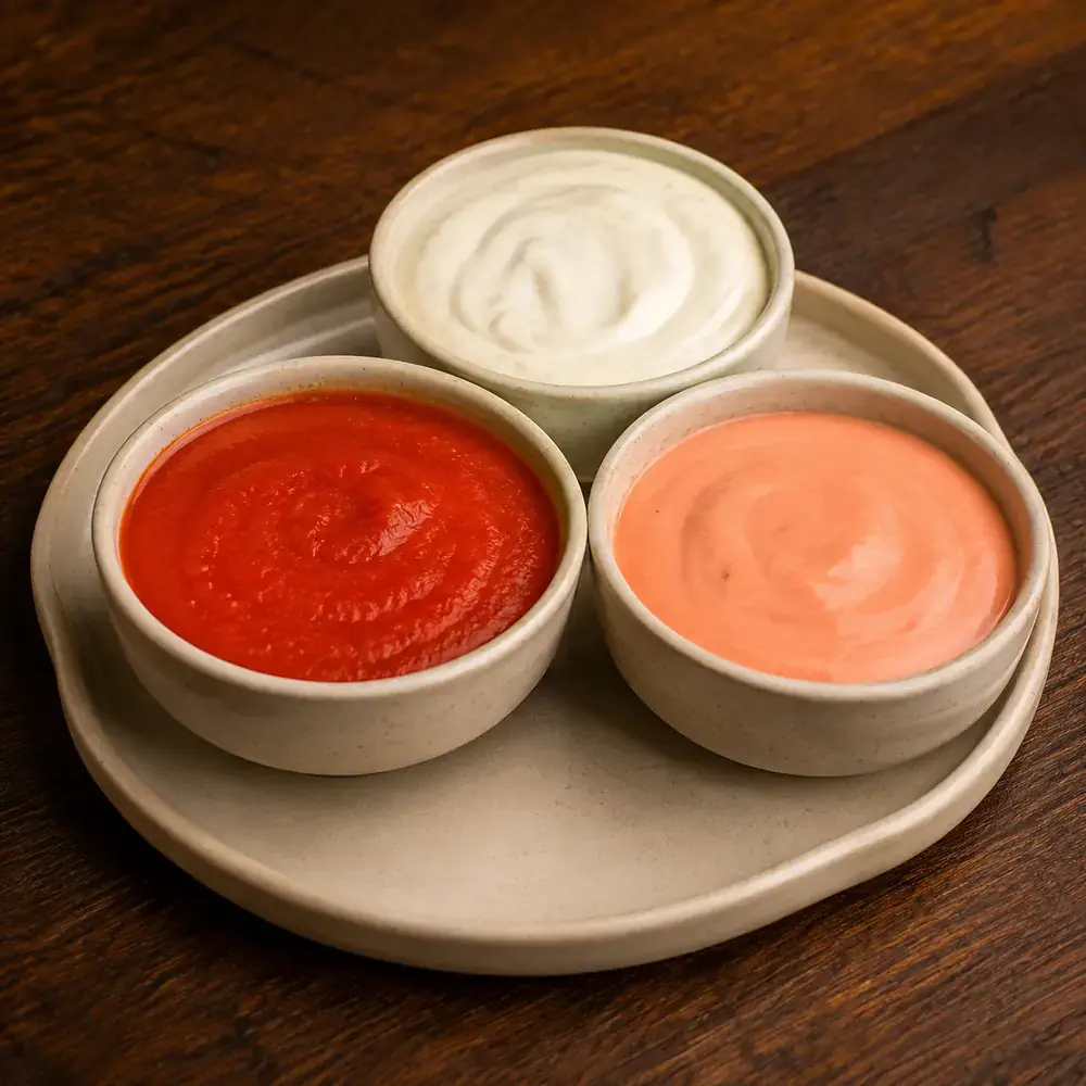 Salsa roja, blanca o rosa